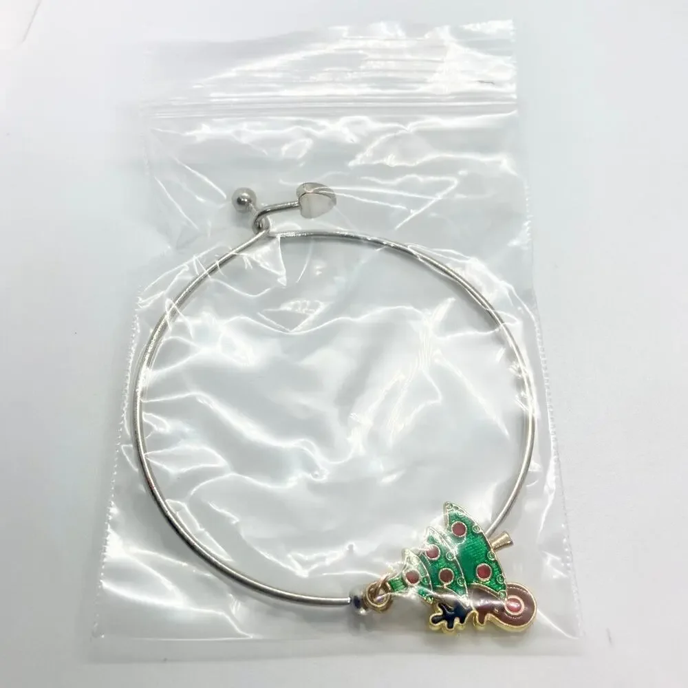 Rudolph the Red-Nosed Reindeer and Christmas Tree Bangle Charm Bracelet